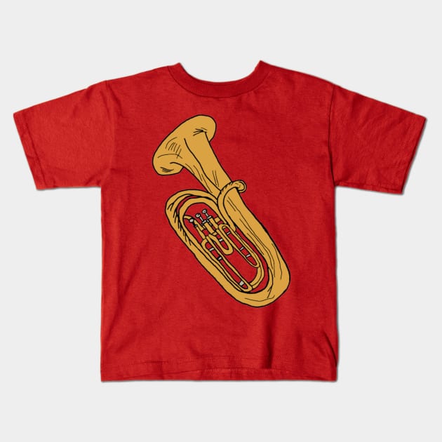 Tuba Kids T-Shirt by HoneyvilleArt